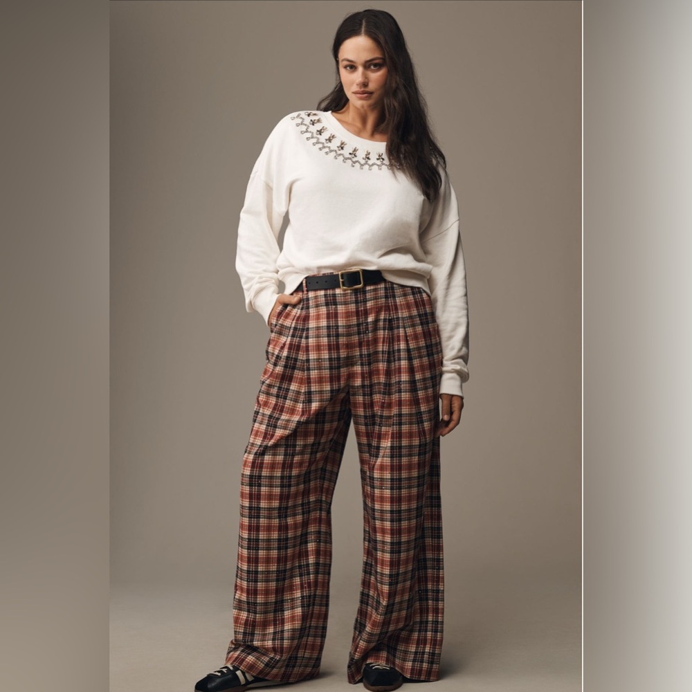 Anthropologie Maeve the Avery sparkle Plaid Trousers